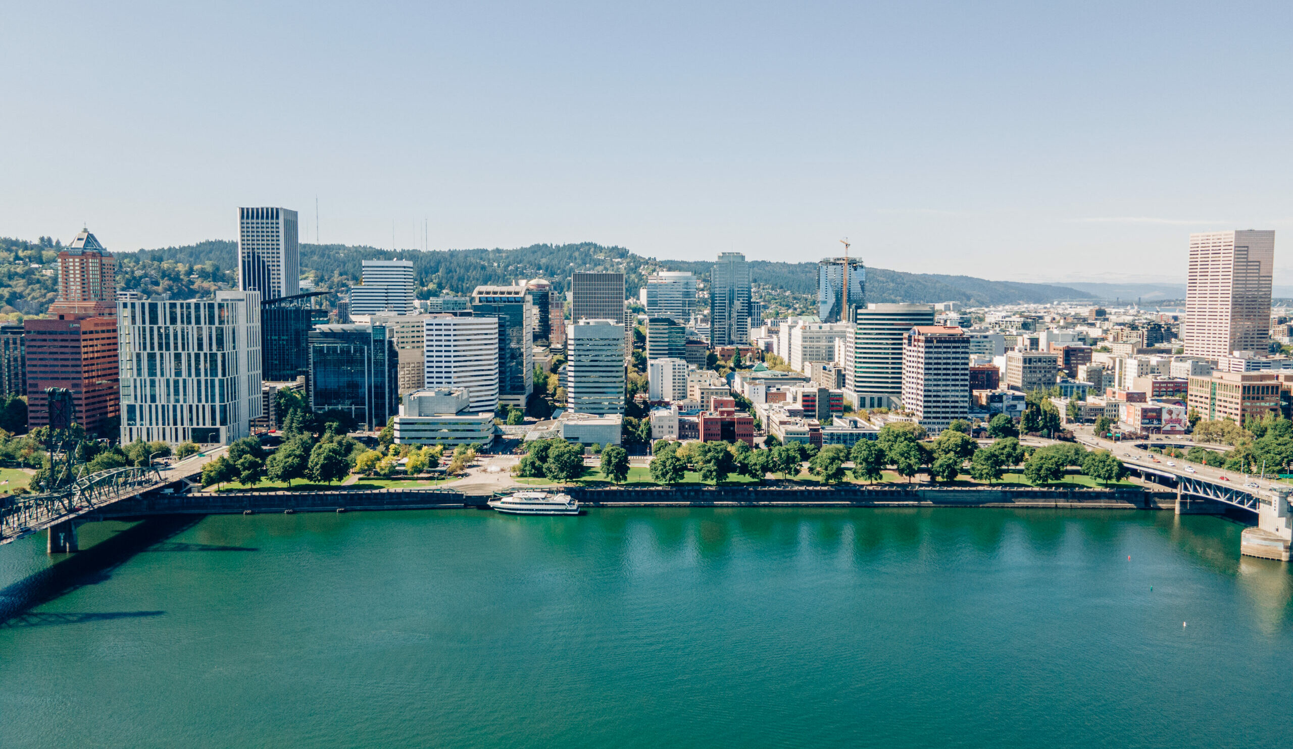 Portland Oregon skyline with Mount Hood in background